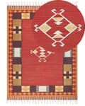 Pikkukuva 1 / 7: Kelim-matto monivärinen puuvilla 160 x 230 cm käsin kudottu kaksipuolinen geometrisella kuviolla hapsut boho tyyli