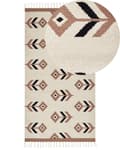 Pikkukuva 1 / 7: Kelim-matto beige musta 80 x 150 cm puuvilla kaksipuolinen hapsut suorakulmio kuvioitu moderni