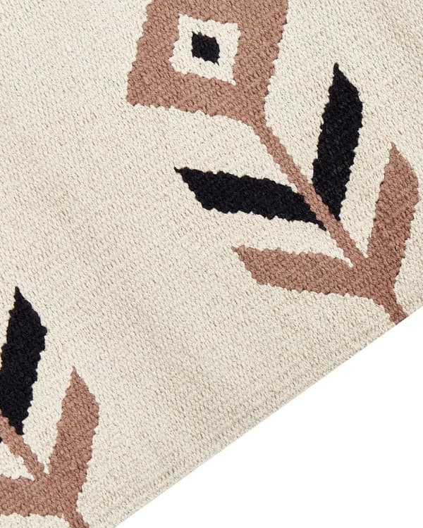 Kelim-matto beige musta 80 x 300 cm puuvilla kaksipuolinen hapsut suorakulmio kuvioitu moderni