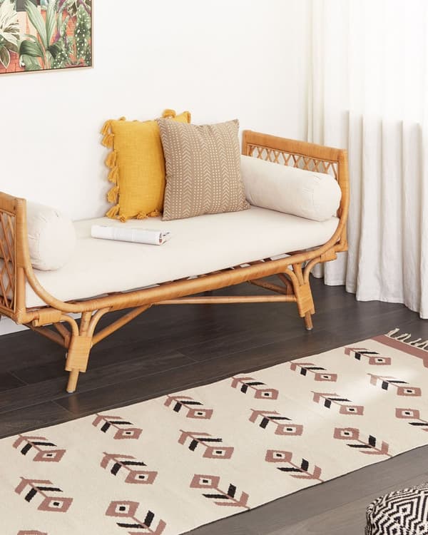 Kelim-matto beige musta 80 x 300 cm puuvilla kaksipuolinen hapsut suorakulmio kuvioitu moderni