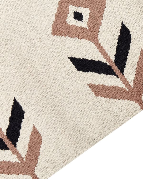Kelim-matto beige musta 140 x 200 cm puuvilla kaksipuolinen hapsut suorakulmio kuvioitu moderni
