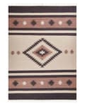 Pikkukuva 4 / 7: Kelim-matto beige ruskea 140 x 200 cm puuvilla hapsut kaksipuolinen geometrinen kuvio käsintehty perinteinen