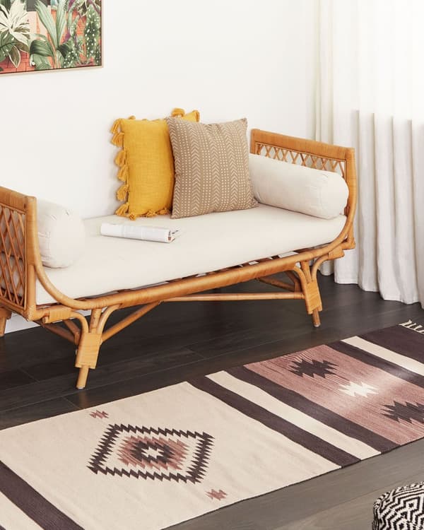 Kelim-matto beige ruskea 80 x 300 cm puuvilla hapsut kaksipuolinen geometrinen kuvio käsintehty perinteinen