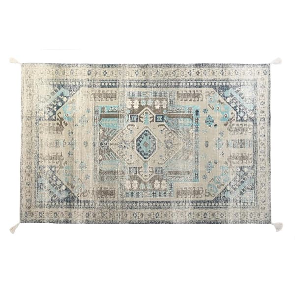 Matta DKD Home Decor Antikbehandlad Blå Bomull Arab (120 x 180 x 1 cm)