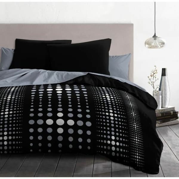 Täckslagsset HOME LINGE PASSION Steevy Svart Grå Dubbelsäng 220 x 240 cm