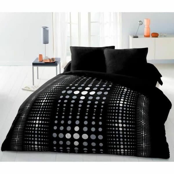 Täckslagsset HOME LINGE PASSION Steevy Svart Grå Dubbelsäng 220 x 240 cm