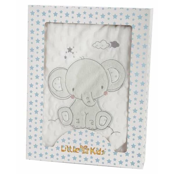 Tæppe til Baby Elefant Grøn Broderi Dobbeltsidet 100 x 75 cm