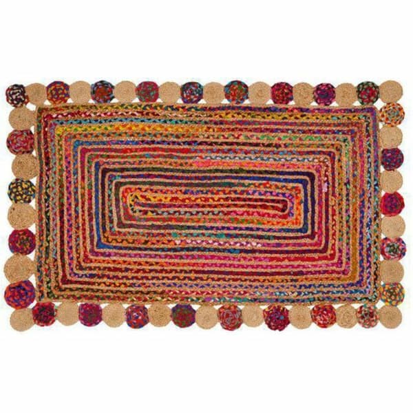 Gulvteppe DKD Home Decor Bomull Flerfarget Jute (160 x 230 x 1 cm)