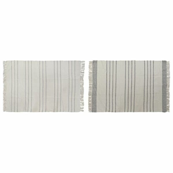 Gulvteppe DKD Home Decor 120 x 180 x 0,75 cm Grå Polyester Hvit Fringe Boho (2 enheter)