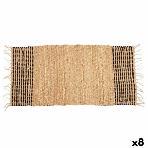 Gulvteppe Svart Naturell Striper 70 x 1 x 140 cm (8 enheter)