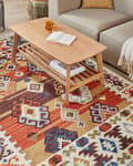 Miniatyrbild 2 av 7: Kelim Matta Flerfärgad Ull och Bomull 200 x 300 cm Handgjord Vävd Bohemisk Patchwork Mönster med Tofsar