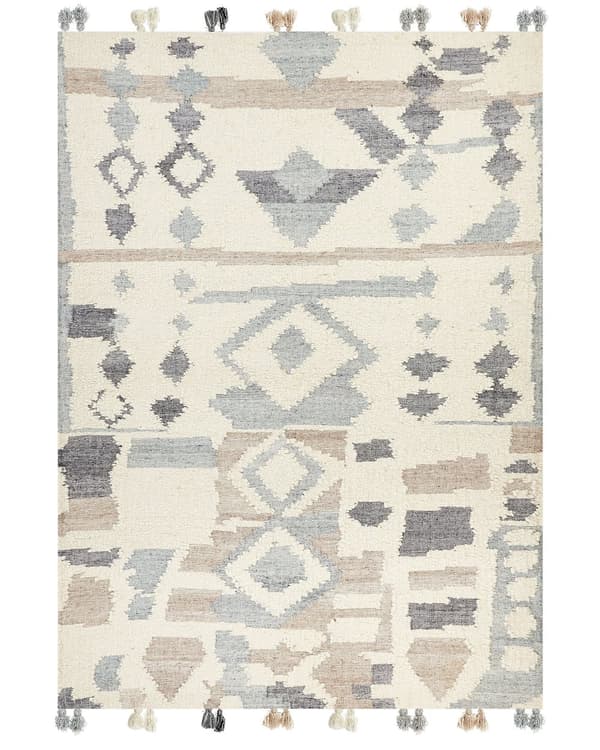 Matta Kelim Flerfärgad Ull och Bomull 200 x 300 cm Handgjorda vävda Boho Patchwork-mönster med Tofsar