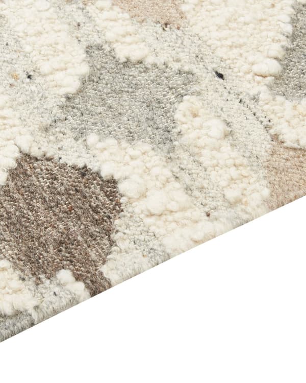 Matta Kelim Flerfärgad Ull och Bomull 160 x 230 cm Handgjord Vävd Boho Patchworkmönster med Tofsar