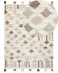 Miniatyrbild 1 av 7: Matta Kelim Flerfärgad Ull och Bomull 160 x 230 cm Handgjord Vävd Boho Patchworkmönster med Tofsar