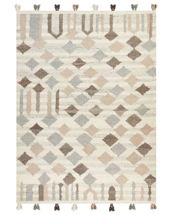 Matta Kelim Flerfärgad Ull och Bomull 200 x 300 cm Handgjord Vävd Boho Patchworkmönster med Tofsar