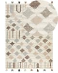 Miniatyrbild 1 av 7: Matta Kelim Flerfärgad Ull och Bomull 200 x 300 cm Handgjord Vävd Boho Patchworkmönster med Tofsar