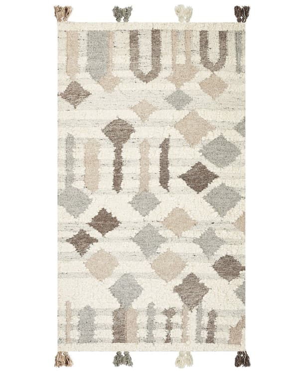 Matta Kelim Flerfärgad Ull och Bomull 80 x 150 cm Handgjord Vävd Boho Patchworkmönster med Tofsar
