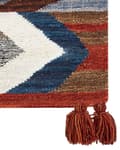 Miniatyrbild 6 av 7: Matta Kelim Flerfärgad ull och bomull 80 x 150 cm Handgjord Vävd Boho Patchwork-mönster med Tofsar Vardagsrum Sovrum