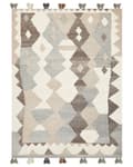 Miniatyrbild 4 av 7: Kelimmatta Flerfärgad Ull och Bomull 160 x 230 cm Handgjord Vävd Boho Patchworkmönster med Tofsar Vardagsrum