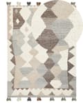 Miniatyrbild 1 av 7: Kelimmatta Flerfärgad Ull och Bomull 160 x 230 cm Handgjord Vävd Boho Patchworkmönster med Tofsar Vardagsrum