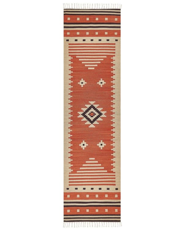 Kelimmatta Flerfärgad bomull 80 x 300 cm Vändbar Geometriskt Mönster med Tofsar Rektangulär Traditionell Vardagsrum Sovrum Hall