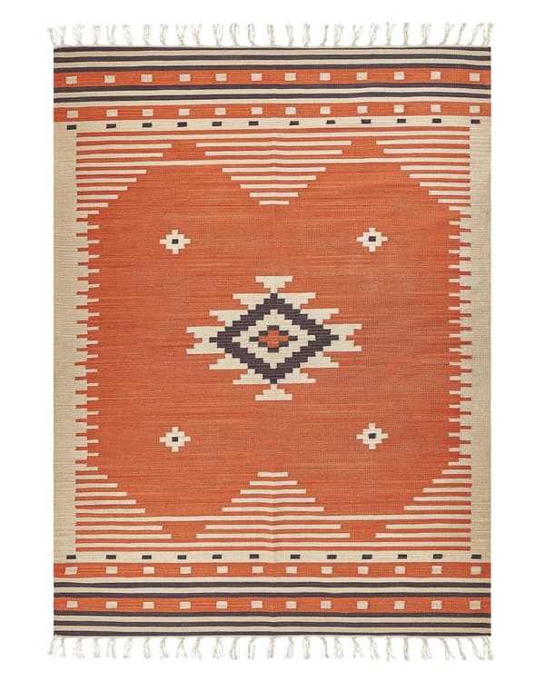Kelimmatta Flerfärgad bomull 140 x 200 cm Vändbar Geometriskt Mönster med Tofsar Rektangulär Traditionell Vardagsrum Sovrum Hall