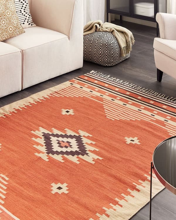 Kelimmatta Flerfärgad bomull 140 x 200 cm Vändbar Geometriskt Mönster med Tofsar Rektangulär Traditionell Vardagsrum Sovrum Hall
