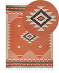 Miniatyrbild 1 av 7: Kelimmatta Flerfärgad bomull 140 x 200 cm Vändbar Geometriskt Mönster med Tofsar Rektangulär Traditionell Vardagsrum Sovrum Hall