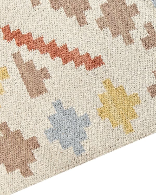 Kelimmatta Flerfärgad bomull 80 x 150 cm Geometriskt mönster med tofsar Rektangulär Traditionell