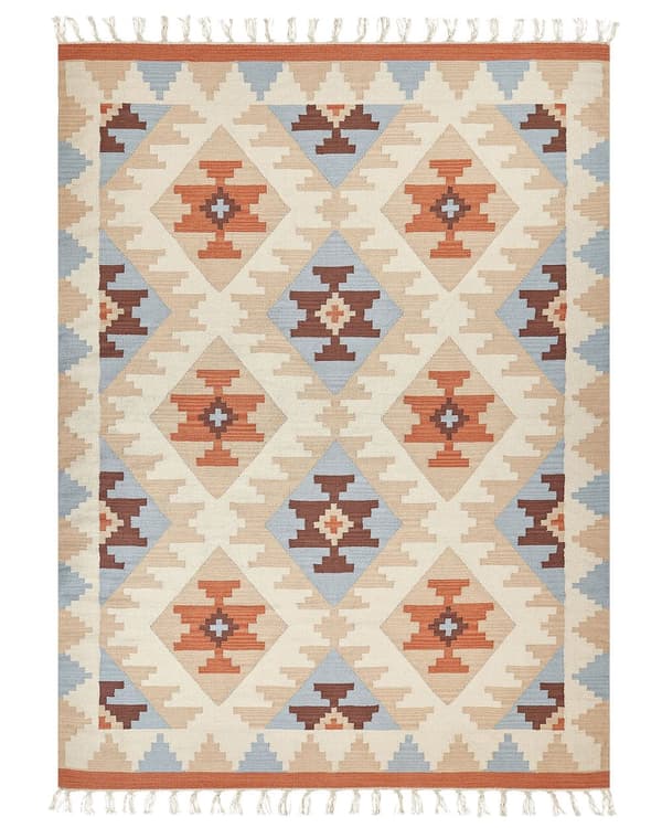 Kelimmatta Flerfärgad bomull 160 x 230 cm Vändbart geometriskt mönster Rektangulär Traditionell