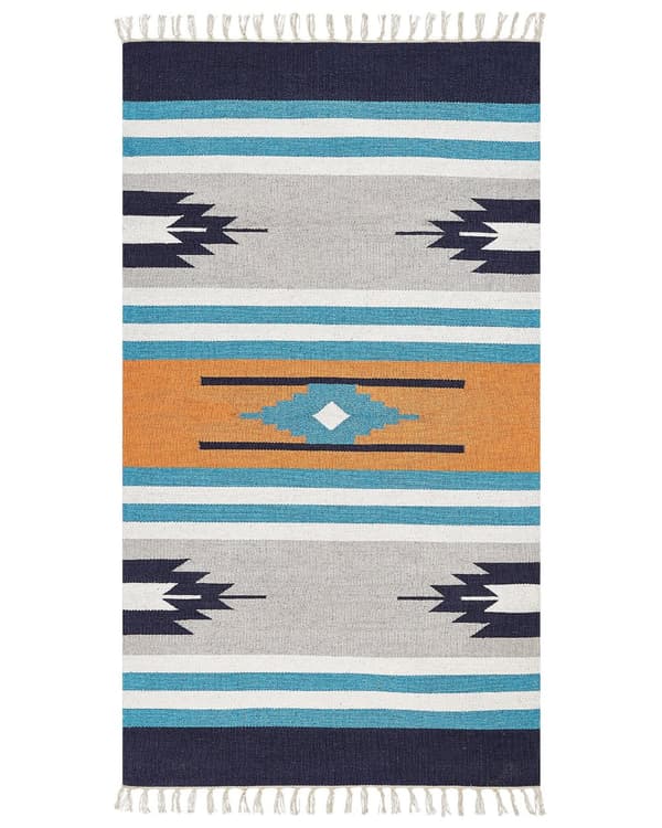 Kelimmatta Flerfärgad bomull 80 x 150 cm Handvävd Vändbar Flat Weave Geometriskt Mönster med Fransar Traditionell Boho Vardagsrum Sovrum