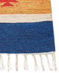 Miniatyrbild 6 av 7: Kelimmatta Flerfärgad bomull 140 x 150 cm Handvävd Vändbar Flat Weave Geometriskt mönster med tofsar Traditionell Boho Vardagsrum Sovrum