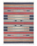 Miniatyrbild 4 av 7: Kelimmatta Flerfärgad Bomull 140 x 200 cm Handvävd Vändbar Flat Weave Geometriskt Mönster med Fransar Traditionell Boho Vardagsrum Sovrum