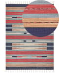 Miniatyrbild 1 av 7: Kelimmatta Flerfärgad Bomull 140 x 200 cm Handvävd Vändbar Flat Weave Geometriskt Mönster med Fransar Traditionell Boho Vardagsrum Sovrum