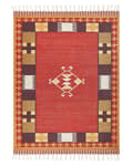 Miniatyrbild 4 av 7: Kelimmatta Flerfärgad bomull 140 x 200 cm Handvävd Vändbar Slätvävd Geometriskt Mönster med Tofsar Traditionell Boho Vardagsrum Sovrum