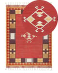 Miniatyrbild 1 av 7: Kelimmatta Flerfärgad bomull 140 x 200 cm Handvävd Vändbar Slätvävd Geometriskt Mönster med Tofsar Traditionell Boho Vardagsrum Sovrum