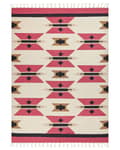 Miniatyrbild 4 av 7: Kelimmatta Flerfärgad bomull 200 x 300 cm Handvävd Vändbar Slätvävd Geometriskt Mönster med Tofsar Traditionell Boho Vardagsrum Sovrum