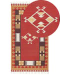 Miniatyrbild 1 av 7: Kelimmatta Flerfärgad bomull 80 x 150 cm Handvävd Vändbar Slätvävd Geometriskt Mönster med Tofsar Traditionell Boho Vardagsrum Sovrum