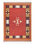 Miniatyrbild 4 av 7: Kelimmatta Flerfärgad bomull 200 x 300 cm Handvävd Vändbar Slätvävd Geometriskt Mönster med Tofsar Traditionell Boho Vardagsrum Sovrum