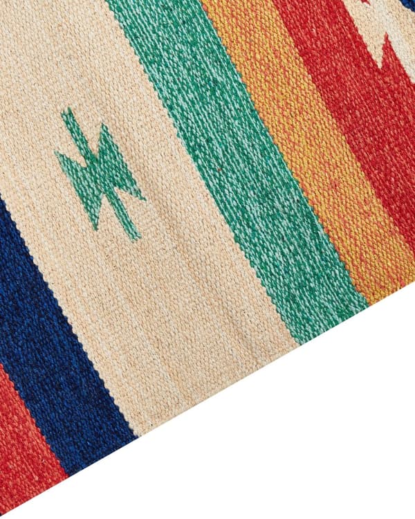 Kelimmatta Flerfärgad Bomull 80 x 300 cm Handvävd Matta för Golv och Vägg Geometriskt Mönster Vändbar Design Fransar Vardagsrum Hall Sovrum