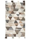 Miniatyrbilde 4 av 7: Gulvteppe Flerfarget Ull Bomull 80 x 150 cm Håndlaget Kilim Vevd Boho Patchwork mønster med dusker