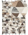 Miniatyrbilde 1 av 7: Gulvteppe Flerfarget Ull Bomull 160 x 230 cm Håndlaget Kelim Vevd Boho Patchwork mønster med dusker