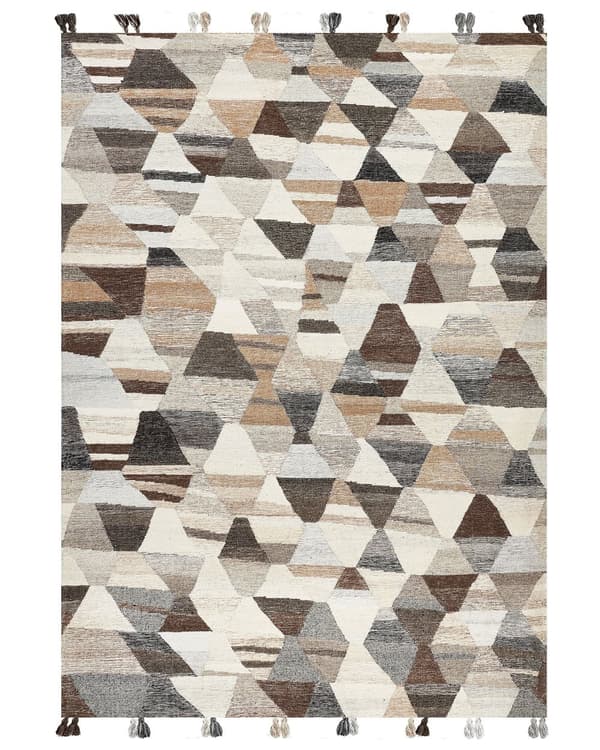 Gulvteppe Flerfarget Ull Bomull 200 x 300 cm Håndlaget Kelim Vevd Boho Patchwork mønster med dusker