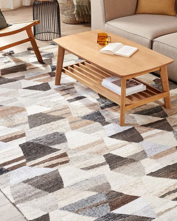 Gulvteppe Flerfarget Ull Bomull 200 x 300 cm Håndlaget Kelim Vevd Boho Patchwork mønster med dusker