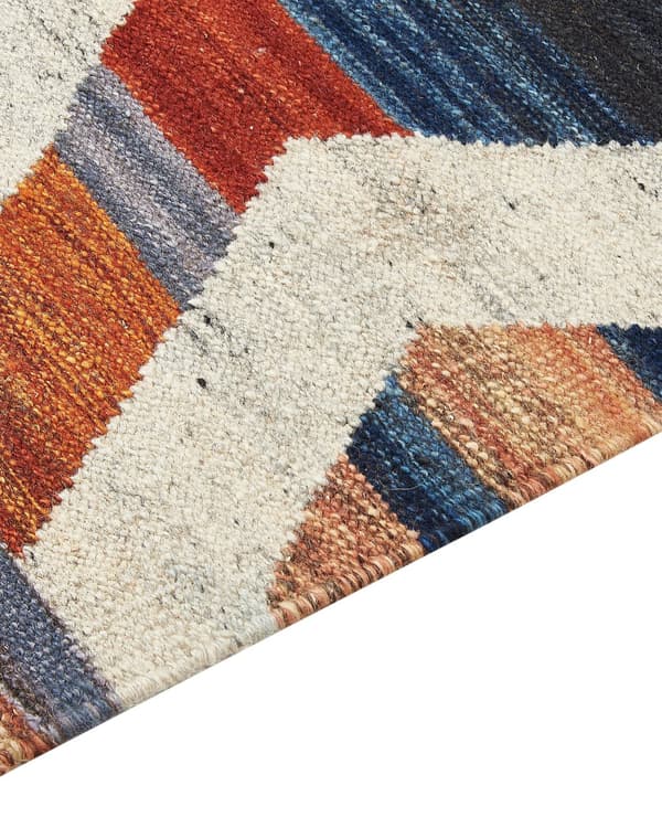 Teppe Flerfarget Ull Bomull 140 x 200 cm Kelim Håndvevd Dusker Stripete og geometrisk mønster Boho Tilbehør Dekorativt