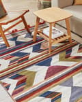 Miniatyrbilde 2 av 7: Teppe Flerfarget Ull Bomull 140 x 200 cm Kelim Håndvevd Dusker Stripete og geometrisk mønster Boho Tilbehør Dekorativt
