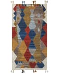 Miniatyrbilde 4 av 7: Teppe Flerfarget Ull Bomull 80 x 150 cm Kelim Håndvevd Dusker Lappemønster Boho Tilbehør Dekorativt
