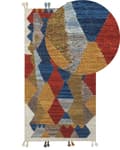 Miniatyrbilde 1 av 7: Teppe Flerfarget Ull Bomull 80 x 150 cm Kelim Håndvevd Dusker Lappemønster Boho Tilbehør Dekorativt