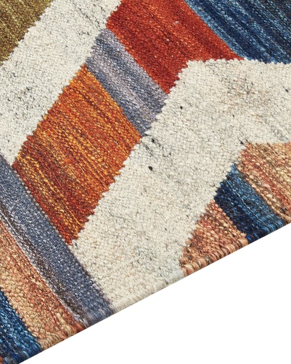 Teppe Flerfarget Ull Bomull 80 x 300 cm Kelim Håndvevd Dusker Boho Tilbehør Dekorativt