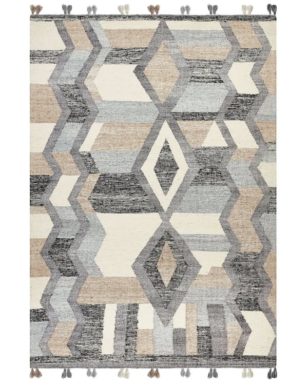 Ull- og Bomullsteppe Flerfarget 200 x 300 cm Kelim Håndlaget Vevd Boho-stil med Dusker